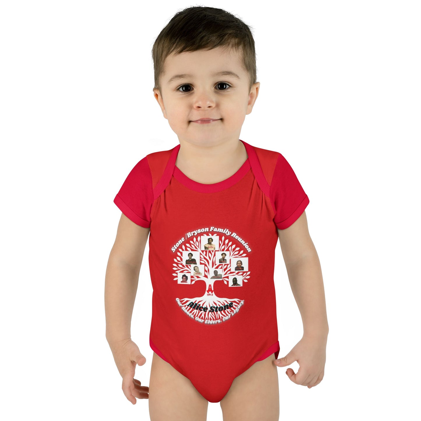 Bryson–Stone Family Reunion Infant Rib Bodysuit — Product Description